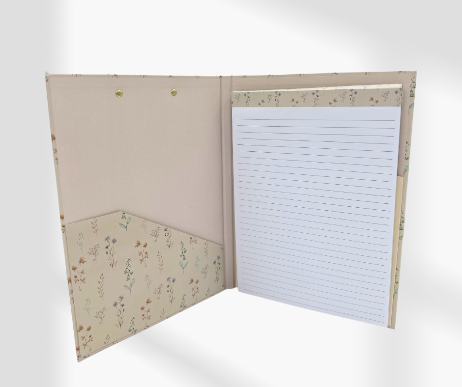 Inspirational Clipboard Folio with Refillable Lined Notepad and Interior Storage Pocket, for Work or School