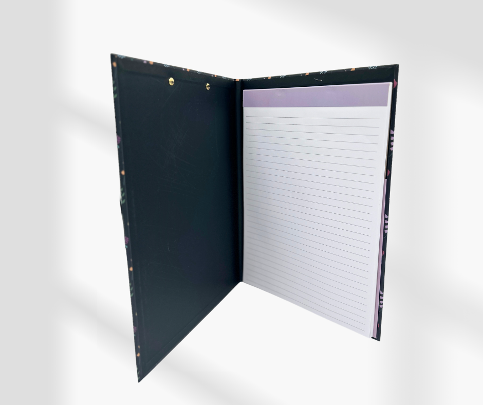 Inspirational Clipboard Folio with Refillable Lined Notepad and Interior Storage Pocket, for Work or School