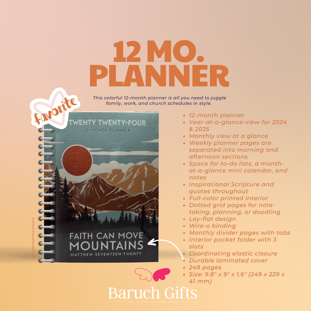 2024 Wire 12-Month Planner "Faith Can Move Mountains"