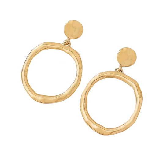 Golden Proverbs - 14K Plated  Hollow Circle Design Earrings