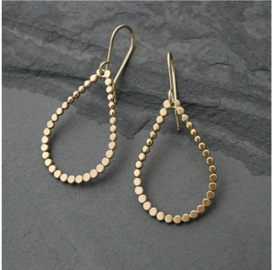 Potière - Jeremías 18:4-6 Vintage Handmade Hollow Waterdrop Shape Earrings 14K Plated Oval