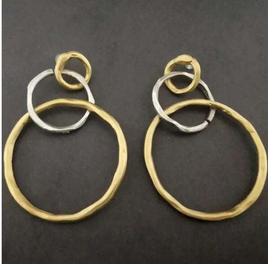 Glory Wheels - interlocking hoops   Earrings 14K plated